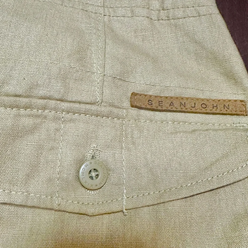 Sean John Mens Size 38 Linen Blend Pants Tan Casual New Without Tags‎